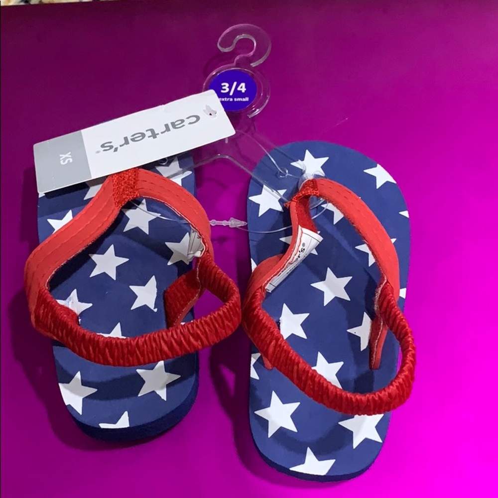 Nwt Carter’s patriotic flip flops size xs (3-4)
